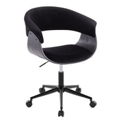 Lumi Source Vintage Mod mid-century modern office desk chair with wooden armrests and black cushioned seat.