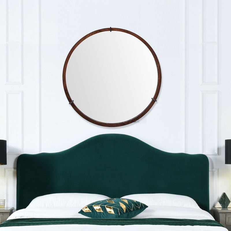 Hausen - Mid-Century Modern Round Accent Wall Mirror - Brown Walnut - R&R Furniture Gallery (Fountain Valley, CA)