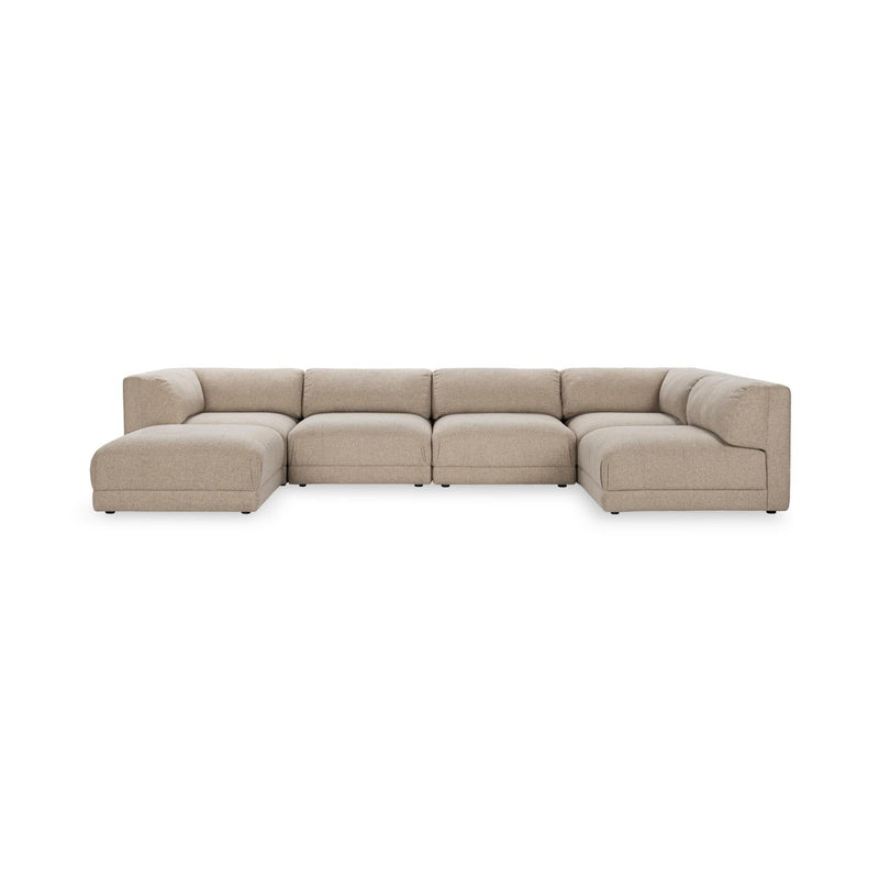 Classic Home Adalynne stationary sectional sofa with plush cushions and modern design, shown in a spacious living room setting.