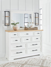 Ashbryn - Dresser And Mirror - White / Natural - R&R Furniture Gallery (Fountain Valley, CA)