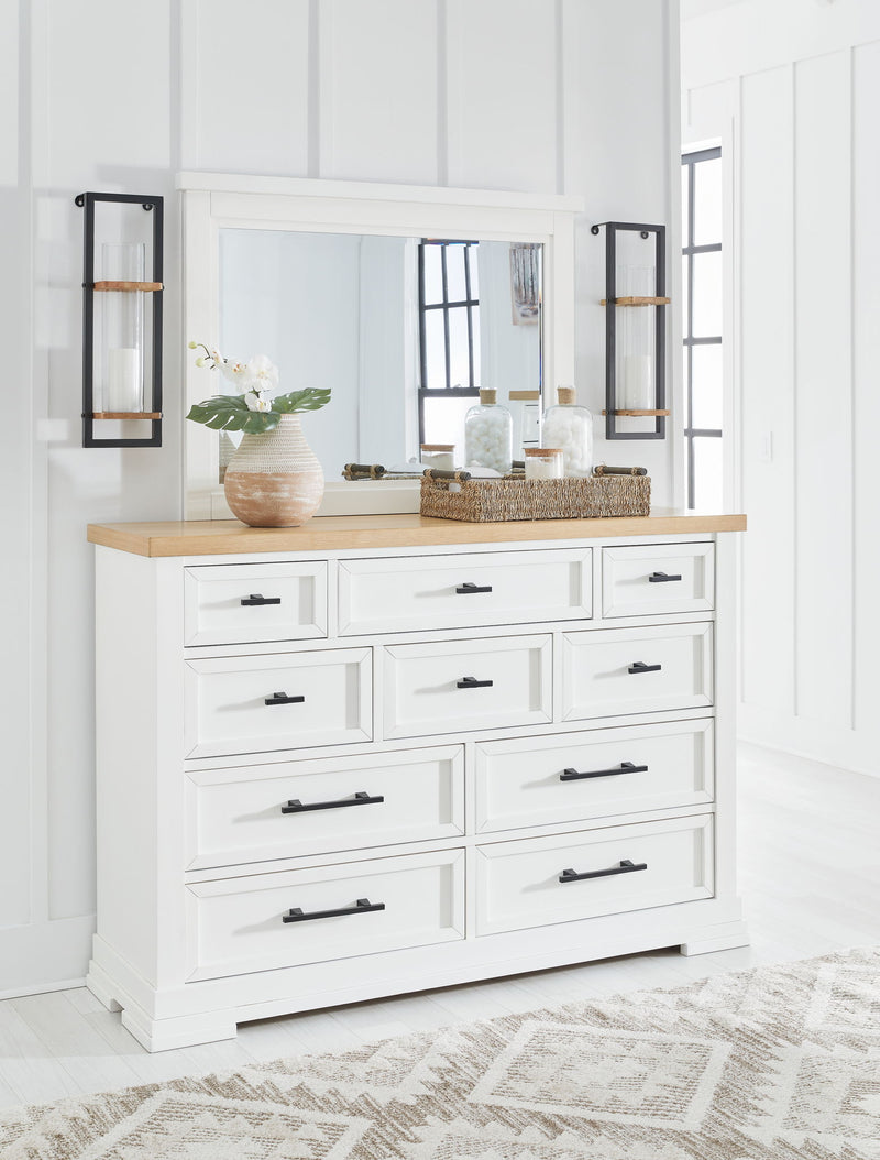 Ashbryn - Dresser And Mirror - White / Natural - R&R Furniture Gallery (Fountain Valley, CA)