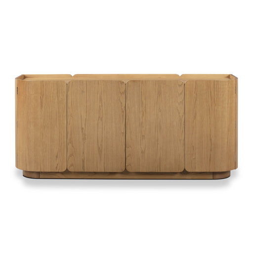 Natural ash Moora 4-door sideboard by TOV Furniture with sleek wood finish and modern design, featuring four spacious doors.