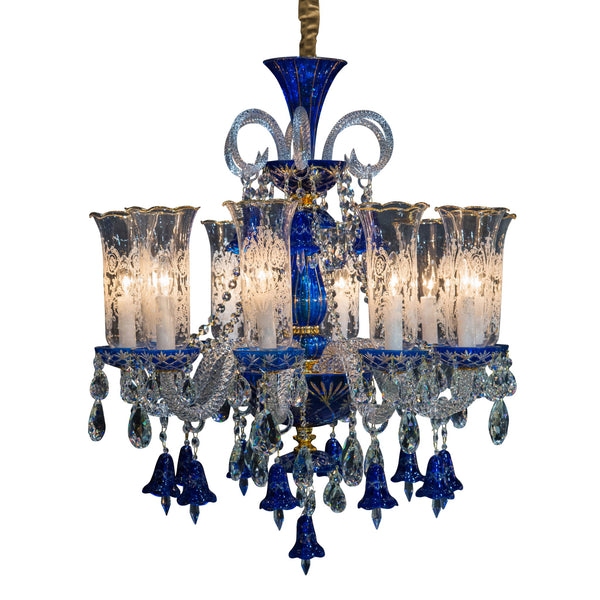 Michael Amini Lighting - Winter Palace 10-Light Traditional Crystal Chandelier - Royal Blue / Silver