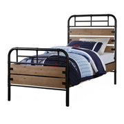 Adams - Twin Bed - Antique Oak & Black - R&R Furniture Gallery (Fountain Valley, CA)