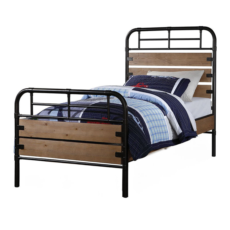Adams - Twin Bed - Antique Oak & Black - R&R Furniture Gallery (Fountain Valley, CA)