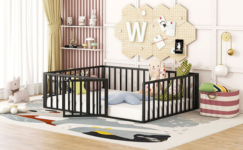 Metal Floor Bed Frame With Fence And Door - R&R Furniture Gallery (Fountain Valley, CA)