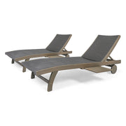 Outdoor Chaise Lounge With Pull Out Tray And Wicker Seat - Gray - R&R Furniture Gallery (Fountain Valley, CA)