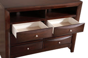 Glory Furniture Marilla media chest with multiple drawers and a sleek wood finish, ideal for TV and media storage.