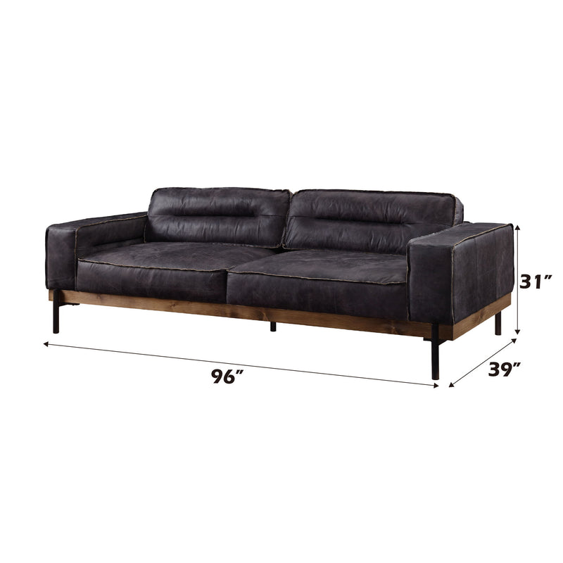 Silchester - Sofa - Antique Ebony Top Grain Leather - R&R Furniture Gallery (Fountain Valley, CA)