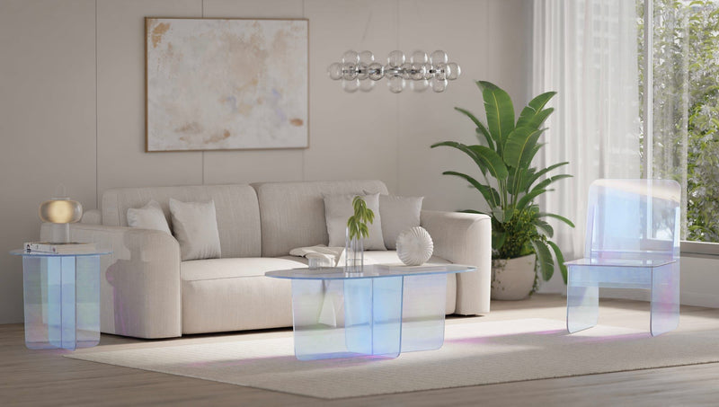 Fomo Large End Table in Iridescent Glass