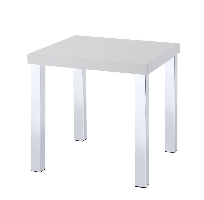 Harta - End Table - White High Gloss & Chrome - R&R Furniture Gallery (Fountain Valley, CA)
