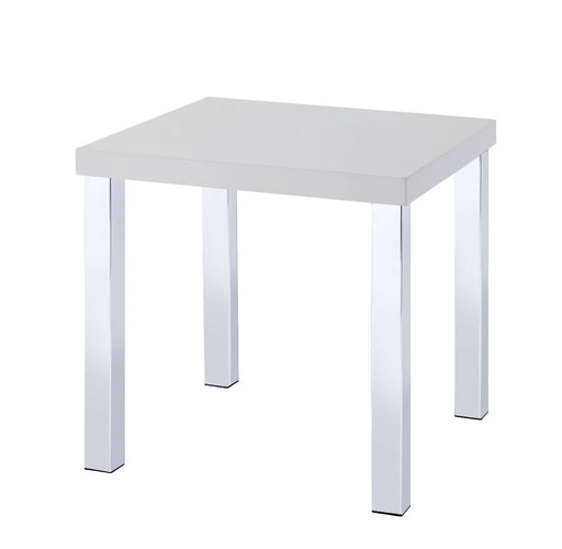 Harta - End Table - White High Gloss & Chrome - R&R Furniture Gallery (Fountain Valley, CA)