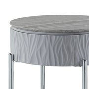 Yukino - End Table - Gray High Gloss & Chrome - R&R Furniture Gallery (Fountain Valley, CA)