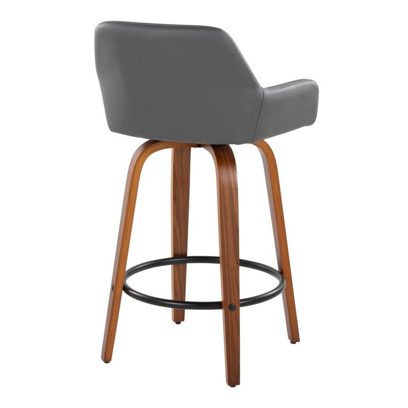 Set of two Lumi Source Daniella contemporary fixed height counter stools with swivel, round footrest and modern design.