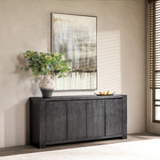 Classic Home Bristol 4-door buffet cabinet with wooden finish and sleek design, featuring four spacious doors for storage.