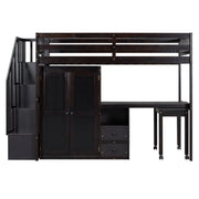 Loft Bed With Stairs, Bookshelf, Drawers, Desk & Wardrobe, Space Saving Multifunctional Furniture - R&R Furniture Gallery (Fountain Valley, CA)