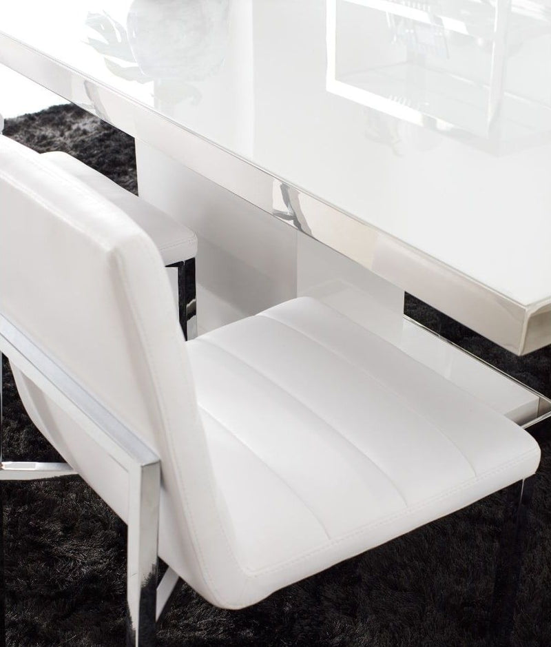 Amalfi Metal Back Chair in White Leather