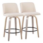 Toriano - Contemporary Fixed Height Counter Stool With Swivel & Round Footrest (Set of 2) - R&R Furniture Gallery (Fountain Valley, CA)