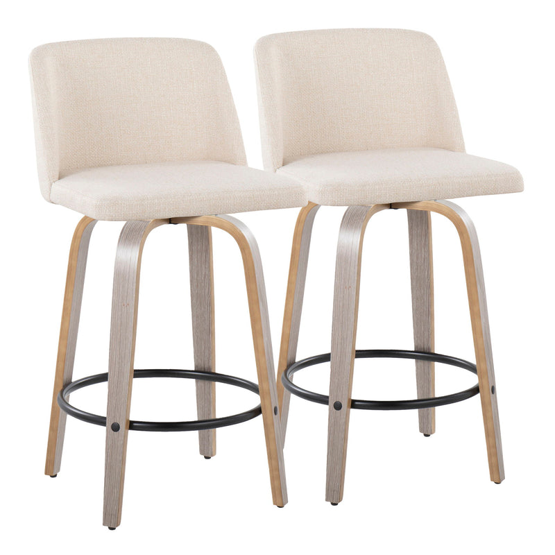 Toriano - Contemporary Fixed Height Counter Stool With Swivel & Round Footrest (Set of 2) - R&R Furniture Gallery (Fountain Valley, CA)