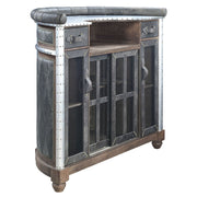 Rahma - Bar Table - Antique Ebony Top Grain Leather & Aluminum - R&R Furniture Gallery (Fountain Valley, CA)