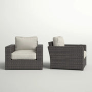 Outdoor Armchairs With Cushions (Set of 2) - Espresso / Gray - R&R Furniture Gallery (Fountain Valley, CA)
