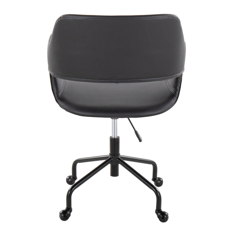 Lumi Source Margarite contemporary adjustable office chair with cushioned seat and backrest, black finish, on a swivel base.