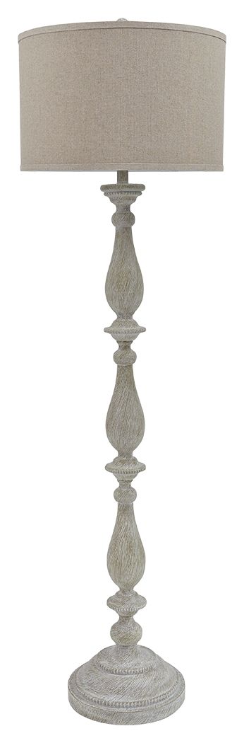 Bernadate - Poly Floor Lamp - Whitewash - R&R Furniture Gallery (Fountain Valley, CA)