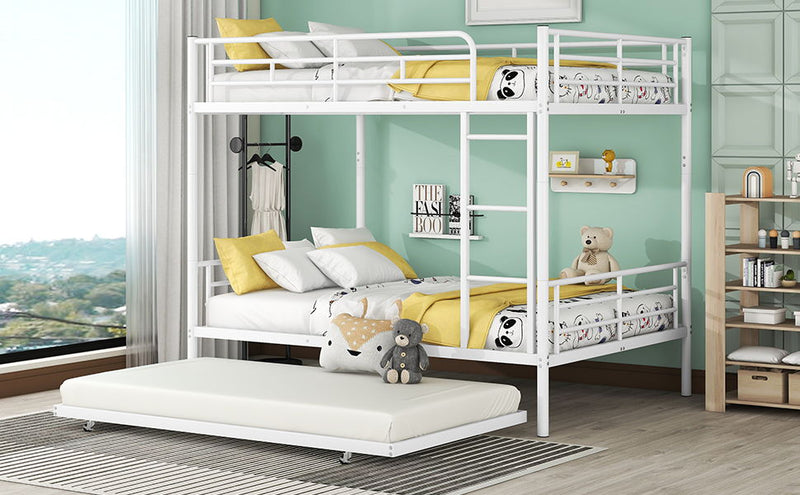 DreamHaus steel construction bunk bed with twin beds, sturdy frame, and safe ladder, ideal for space-saving sleeping arrangements.