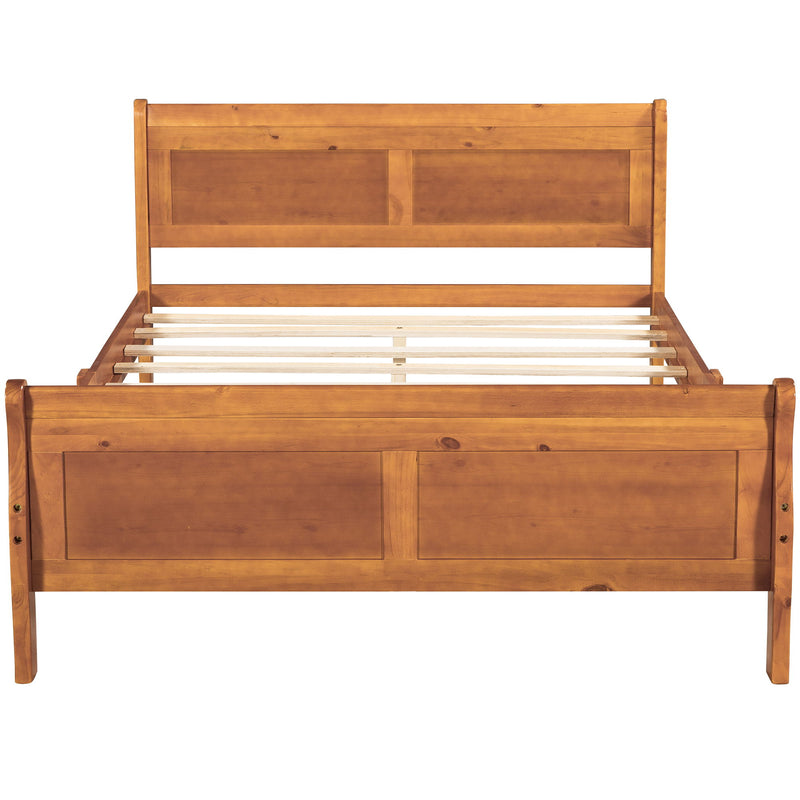 Platform Bed Frame Mattress Foundation Sleigh Bed With Headboard / Footboard / Wood Slat Suppor - R&R Furniture Gallery (Fountain Valley, CA)