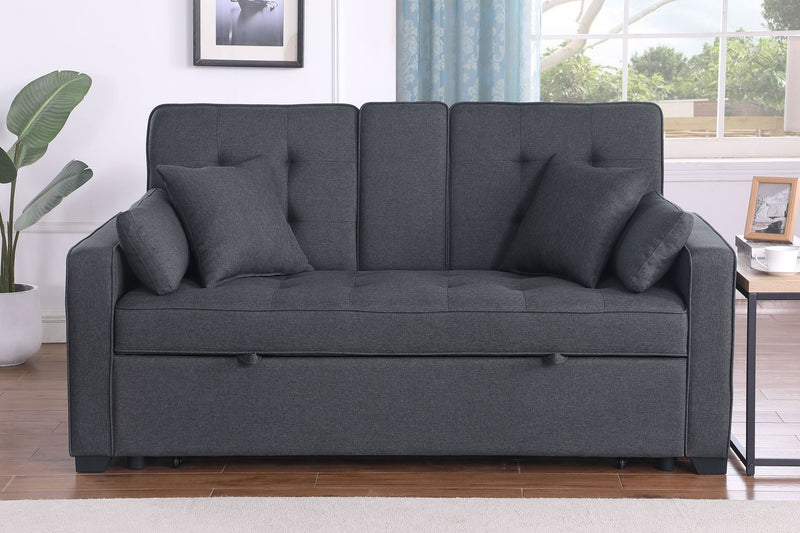 Cody II - Convertible Sleeper Loveseat With Cup Holder, Charging Ports and Pocket - Dark Gray - R&R Furniture Gallery (Fountain Valley, CA)