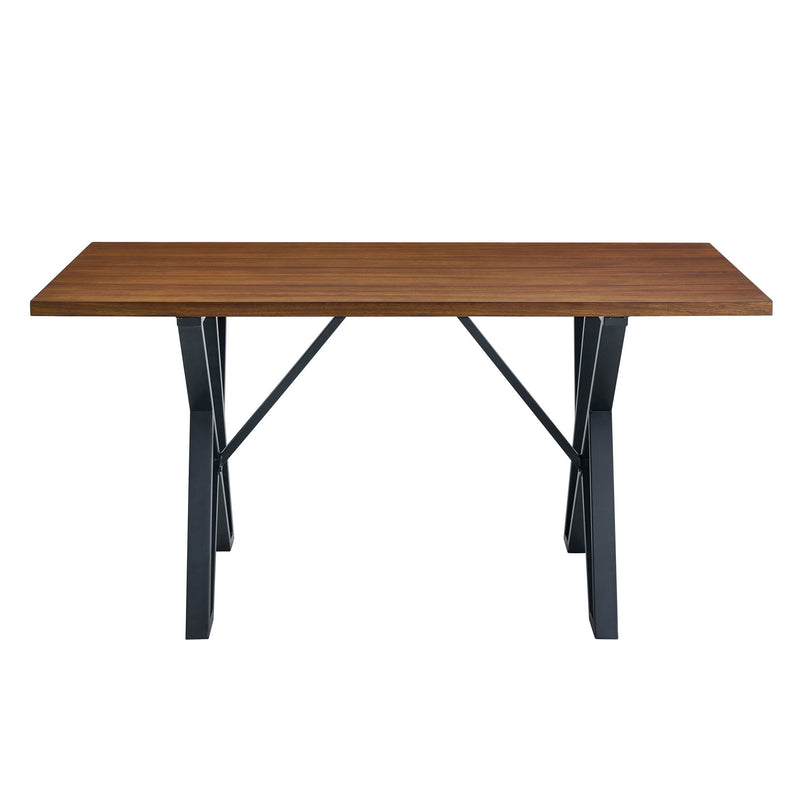 Industrial Style Indoor Dining Table With Metal Legs - Walnut / Black - R&R Furniture Gallery (Fountain Valley, CA)