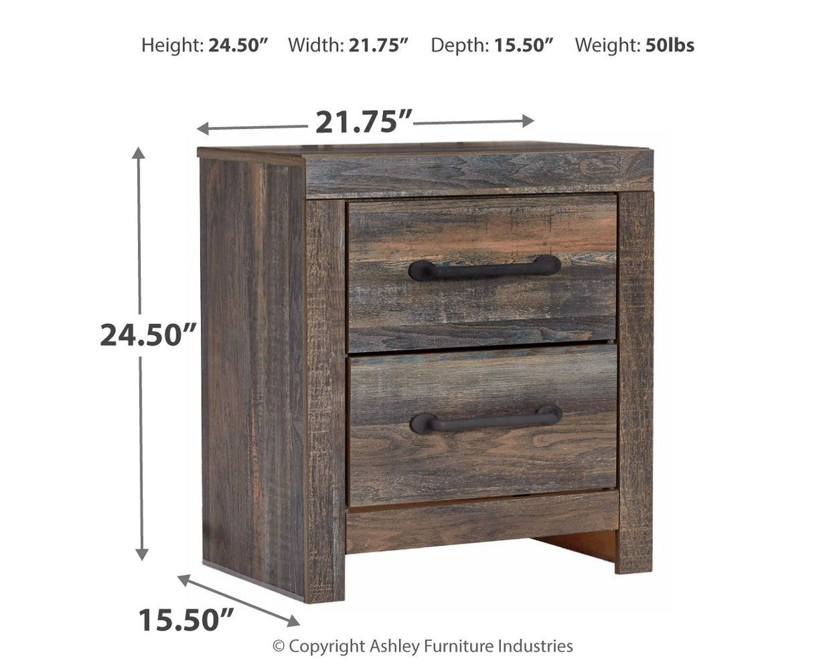 Drystan - Two Drawer Night Stand - Brown / Beige - R&R Furniture Gallery (Fountain Valley, CA)