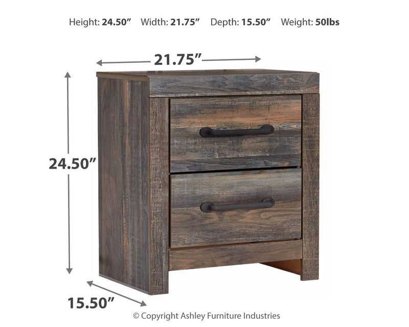 Drystan - Two Drawer Night Stand - Brown / Beige - R&R Furniture Gallery (Fountain Valley, CA)