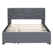 Upholstered Platform Bed With Brick Pattern Headboard And Twin Long Size Trundle - R&R Furniture Gallery (Fountain Valley, CA)
