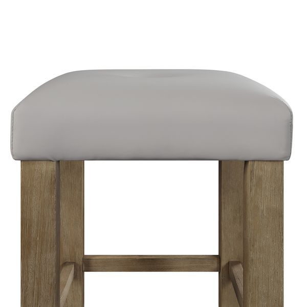 Charnell - Counter Height Stool (Set of 2) - Gray Synthetic Leather & Oak - R&R Furniture Gallery (Fountain Valley, CA)