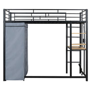 Loft Bed With Desk, Shelves, Power Outlet, LED Light And Wardrobe - R&R Furniture Gallery (Fountain Valley, CA)
