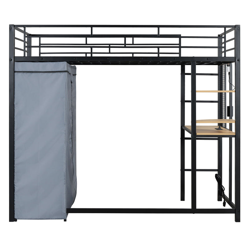 Loft Bed With Desk, Shelves, Power Outlet, LED Light And Wardrobe - R&R Furniture Gallery (Fountain Valley, CA)