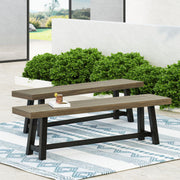 Noble House Cloud outdoor bench with acacia wood frame and slat panel design, showcasing a sturdy, stylish outdoor seating option.