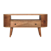 Modern Mini Rounded Entertainment Unit - Oak - R&R Furniture Gallery (Fountain Valley, CA)