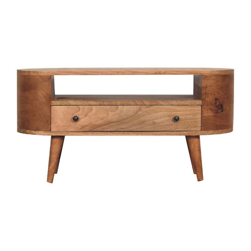 Modern Mini Rounded Entertainment Unit - Oak - R&R Furniture Gallery (Fountain Valley, CA)