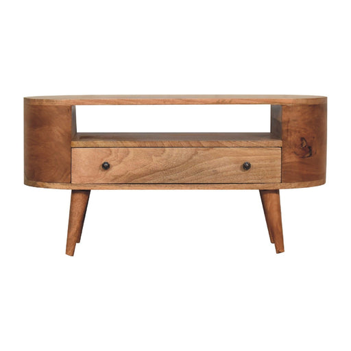 Modern Mini Rounded Entertainment Unit - Oak - R&R Furniture Gallery (Fountain Valley, CA)