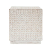 Chic Modern Mgo Cube Side Table With Fluted Design - Antique Brown - R&R Furniture Gallery (Fountain Valley, CA)