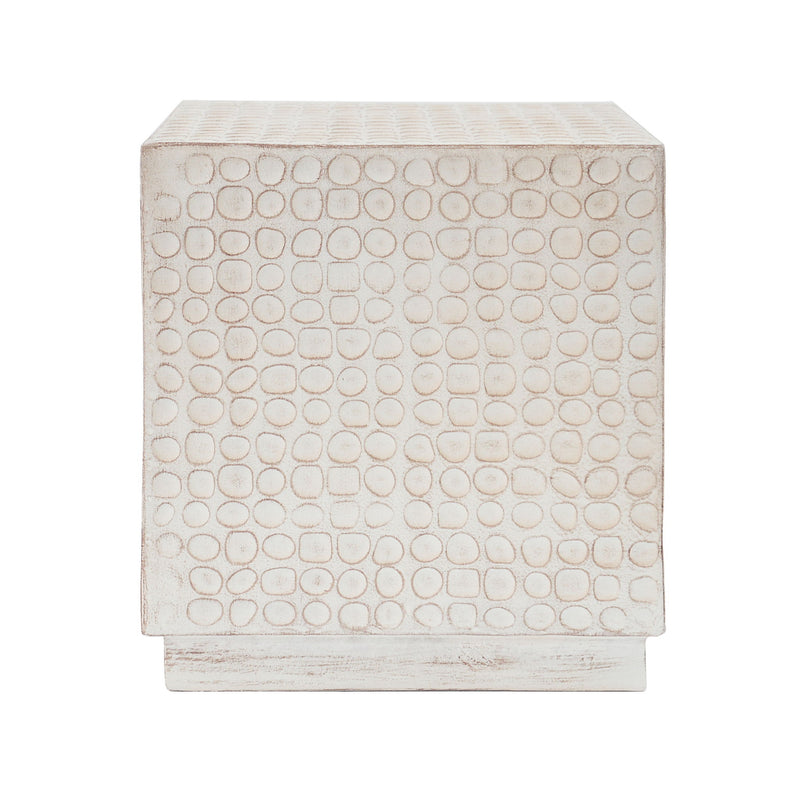 Chic Modern Mgo Cube Side Table With Fluted Design - Antique Brown - R&R Furniture Gallery (Fountain Valley, CA)