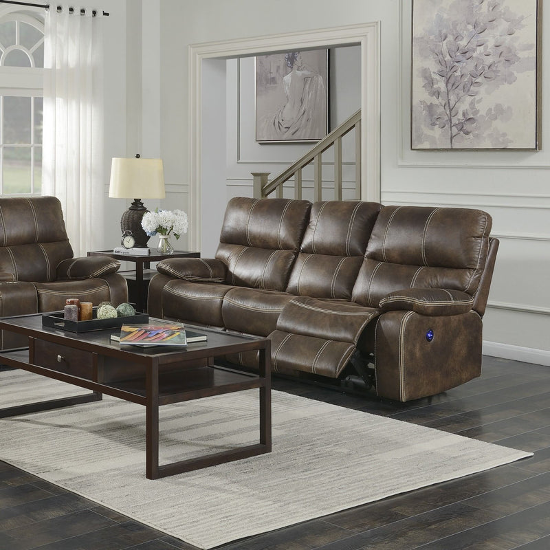 Reclining Sofa With USB Charging, Pocket Coil Seating, And Hidden Storage - Brown - R&R Furniture Gallery (Fountain Valley, CA)
