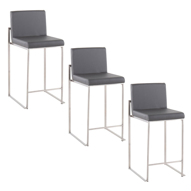 Lumi Source Fuji high back counter stool with contemporary design, featuring a sleek wooden seat and sturdy metal legs.