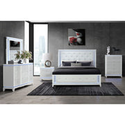 Adalid - Nightstand With Glittered Drawer Front And LED Lighting - White - R&R Furniture Gallery (Fountain Valley, CA)