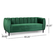 Noble House Miranda modern glam 3-seater stationary sofa with plush upholstery and sleek design, perfect for contemporary living rooms.