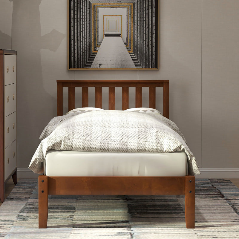 DreamHaus platform bed with headboard, footboard, and slat support, showcasing a modern wooden design for a stylish bedroom.