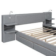 Upholstered Platform Bed With Reading Lights, Drawers, Trundle And Shelves - R&R Furniture Gallery (Fountain Valley, CA)