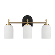 Meadows - 3 Lights Vanity Brush Bathroom Wall Light For Bathroom Over Mirror - Black / Gold / White - R&R Furniture Gallery (Fountain Valley, CA)